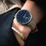 Classico 40 Pelle Argento Blu Camoscio Grigio - Lambretta Watches - Lambrettawatches